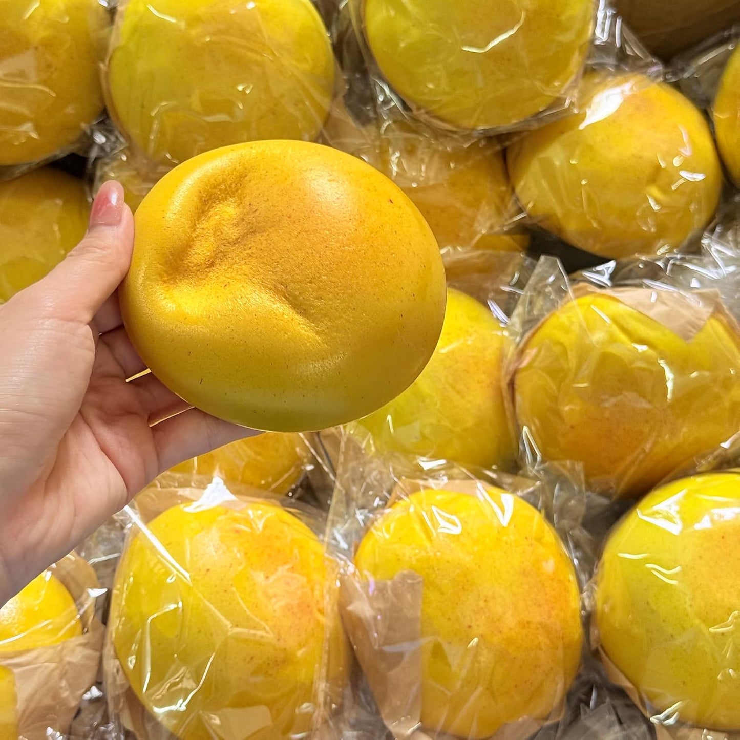Bread Slow Rising Squishy Toy, Soft Foam Stress Relief Squeeze Fidget | Sticky Food Squishies in Butter and Cheese Style for Desk Decor or Gift (Yellow)