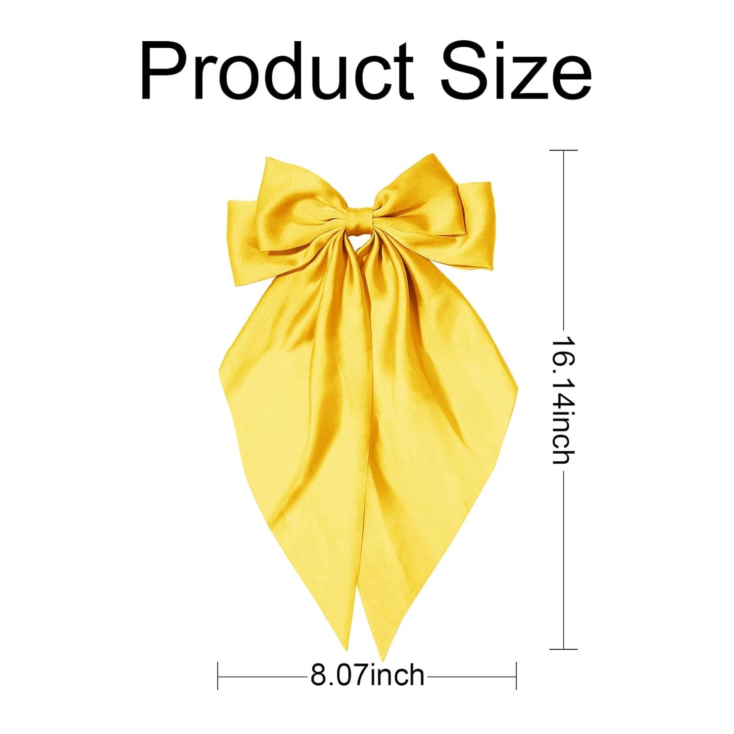 Hair Bows for Women Girls,Yellow Silky Satin Hair Barrettes with Long Ribbon Tail Big French Cute Hair Bows Clip Hair Accessories for Party Women Girl