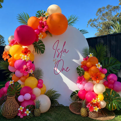Pink Orange Yellow Balloons, 12 Inch Hot Pink Orange Yellow and Gold Balloons for Birthday Graduation Summer Tropical Party Fall Thanksgiving Tequila Sunrise Sunset Party Decorations