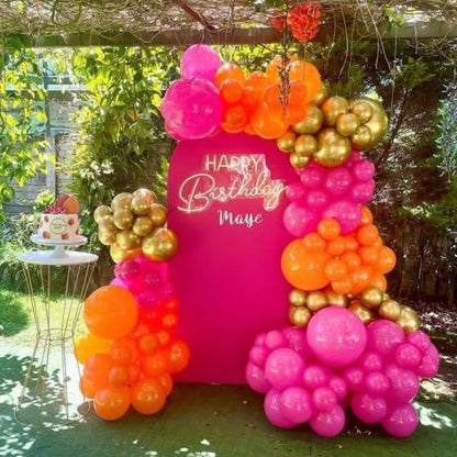 Pink Orange Yellow Balloons, 12 Inch Hot Pink Orange Yellow and Gold Balloons for Birthday Graduation Summer Tropical Party Fall Thanksgiving Tequila Sunrise Sunset Party Decorations