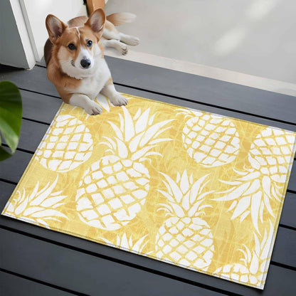 2x3 Light Yellow Pineapple Area Rug for Entryway Kitchen, Machine Washable Non Slip Small Indoor Rug Summer Country Tropical Botanical Fruits Soft Low Profile Floor Mat for Bedroom Bathroom Door Decor