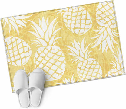 2x3 Light Yellow Pineapple Area Rug for Entryway Kitchen, Machine Washable Non Slip Small Indoor Rug Summer Country Tropical Botanical Fruits Soft Low Profile Floor Mat for Bedroom Bathroom Door Decor