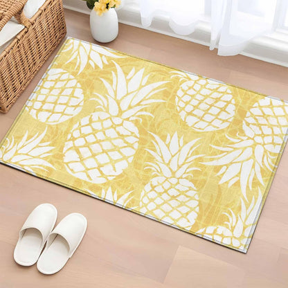 2x3 Light Yellow Pineapple Area Rug for Entryway Kitchen, Machine Washable Non Slip Small Indoor Rug Summer Country Tropical Botanical Fruits Soft Low Profile Floor Mat for Bedroom Bathroom Door Decor