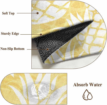 2x3 Light Yellow Pineapple Area Rug for Entryway Kitchen, Machine Washable Non Slip Small Indoor Rug Summer Country Tropical Botanical Fruits Soft Low Profile Floor Mat for Bedroom Bathroom Door Decor