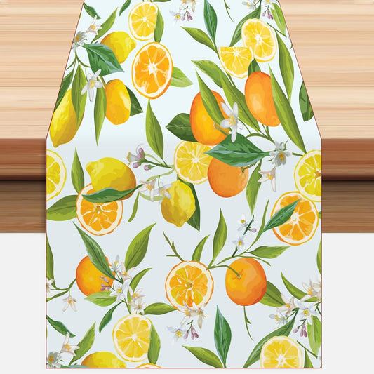 Summer Floral Lemon Table Runner 13x72Inch Summer Table Decorations | Table Decorations for Seasonal Spring Summer Party Holiday Home Style Table Decoration Table Decor for Kitchen Dining