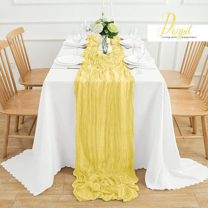 6Pack Light Yellow Cheesecloth Table Runner 35x120Inch Yellow Cheese Cloth Table Runner 10FT Boho Gauze Table Runners Rustic Sheer Table Runners for Wedding Bridal Baby Shower Party Decor