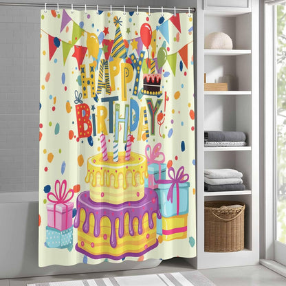 Shower Curtain Happy Birthday Shower Curtains for Bathroom Decor Birthday Cake Bath Curtains Sets with Hooks for Home Decor Waterproof 60 x 72 Inches