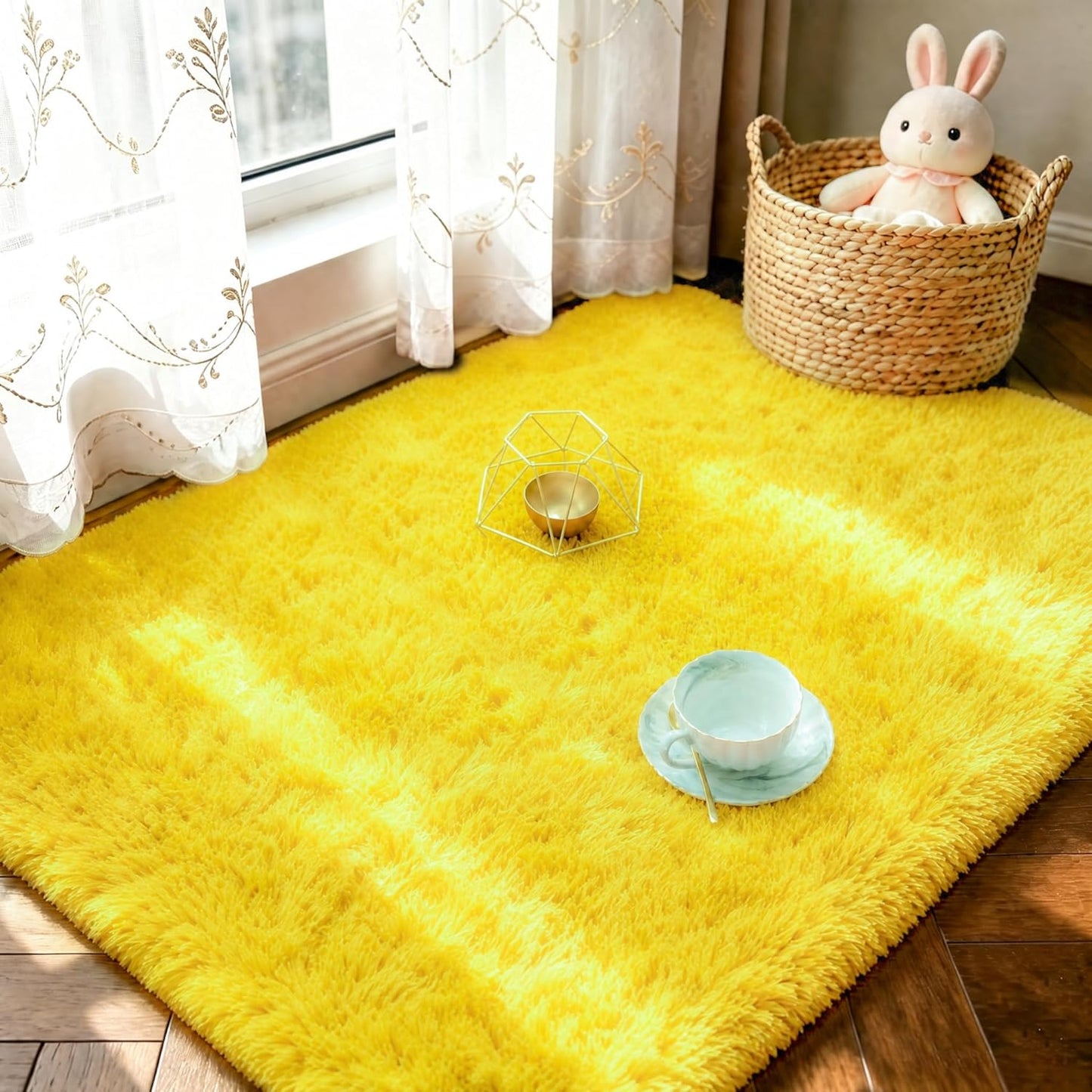 Ultra Soft Indoor Modern Area Rugs Fluffy Living Room Carpets for Children Bedroom Home Decor Nursery Rug,2x3 Feet, Yellow