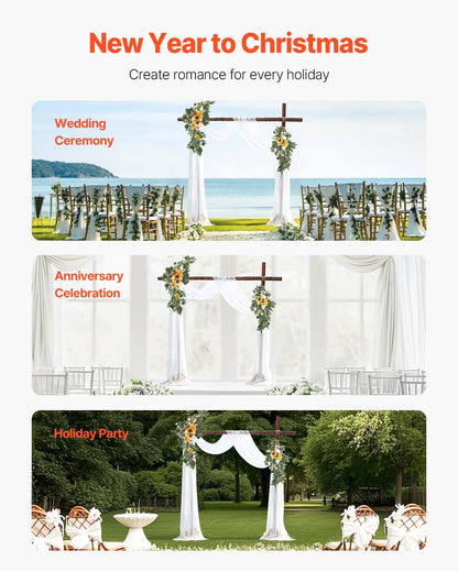 Artificial Wedding Arch Flowers Kit, Yellow Wedding Arch Flowers with Drapes Kit (Pack of 3) - 2 Pcs Floral Arrangement, 1 Pcs Sheer Drapes, for Ceremony Bouquets Reception Backdrop Decoration