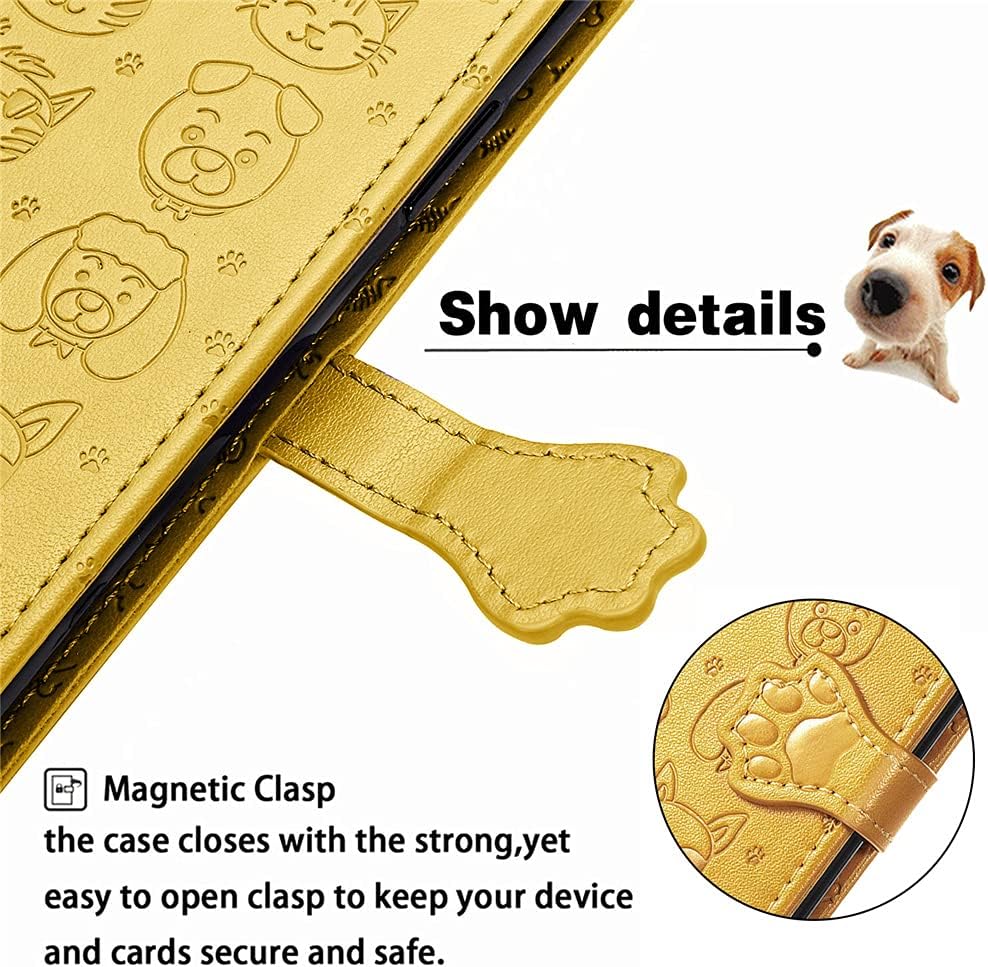 Wallet Crossbody Case Compatible with Samsung Galaxy A51 5G Leather Phone Cases with Credit Card Slot Holder and Shoulder Strap Magnetic Flip PU Kickstand Shockproof Protective Purse Cover(Yellow)