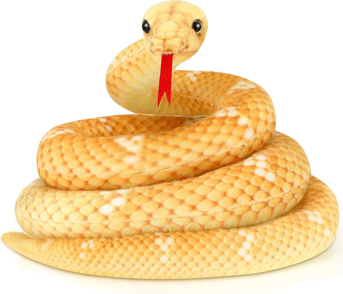 Giant Boa Constrictor Large Stuffed Animal Snake Realistic Giant Plush Stuffed Snake Toy 80 Inch Lifelike Animal Gifts for Kids Birthday Party Prank Props(Yellow)