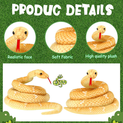 Giant Boa Constrictor Large Stuffed Animal Snake Realistic Giant Plush Stuffed Snake Toy 80 Inch Lifelike Animal Gifts for Kids Birthday Party Prank Props(Yellow)