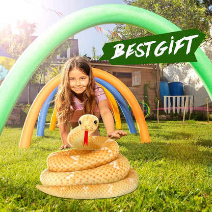 Giant Boa Constrictor Large Stuffed Animal Snake Realistic Giant Plush Stuffed Snake Toy 80 Inch Lifelike Animal Gifts for Kids Birthday Party Prank Props(Yellow)