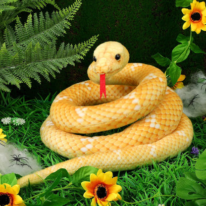Giant Boa Constrictor Large Stuffed Animal Snake Realistic Giant Plush Stuffed Snake Toy 80 Inch Lifelike Animal Gifts for Kids Birthday Party Prank Props(Yellow)