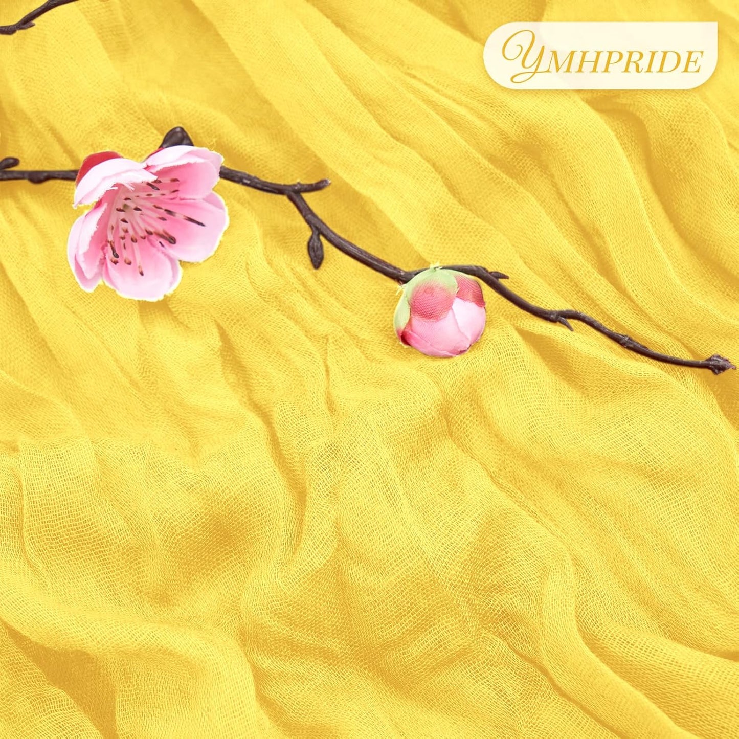 12 Pack Cheesecloth Table Runner 35 x 120 inch Long Boho Cheese Cloth Gauze Table Runners Semi Sheer Table Runner for Wedding Decor, Bridal Shower, Birthday Party (Yellow)