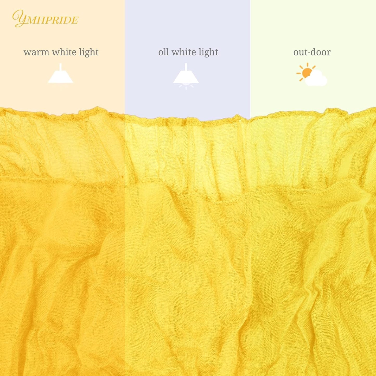 12 Pack Cheesecloth Table Runner 35 x 120 inch Long Boho Cheese Cloth Gauze Table Runners Semi Sheer Table Runner for Wedding Decor, Bridal Shower, Birthday Party (Yellow)