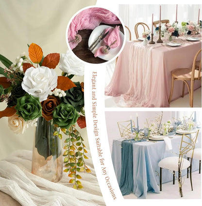 12 Pack Cheesecloth Table Runner 35 x 120 inch Long Boho Cheese Cloth Gauze Table Runners Semi Sheer Table Runner for Wedding Decor, Bridal Shower, Birthday Party (Yellow)