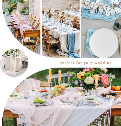 12 Pack Cheesecloth Table Runner 35 x 120 inch Long Boho Cheese Cloth Gauze Table Runners Semi Sheer Table Runner for Wedding Decor, Bridal Shower, Birthday Party (Yellow)