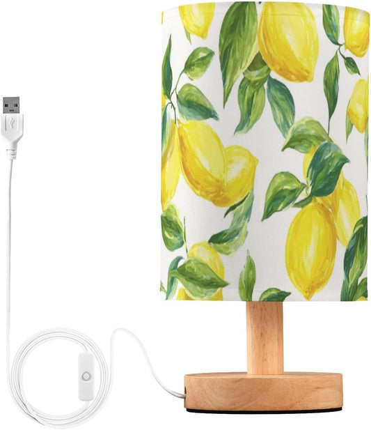 Bright Yellow Lemons Bedside Table Lamp for Bedroom Farmhouse Nightstand Desk Lamp for Living Room Dorm Office Study
