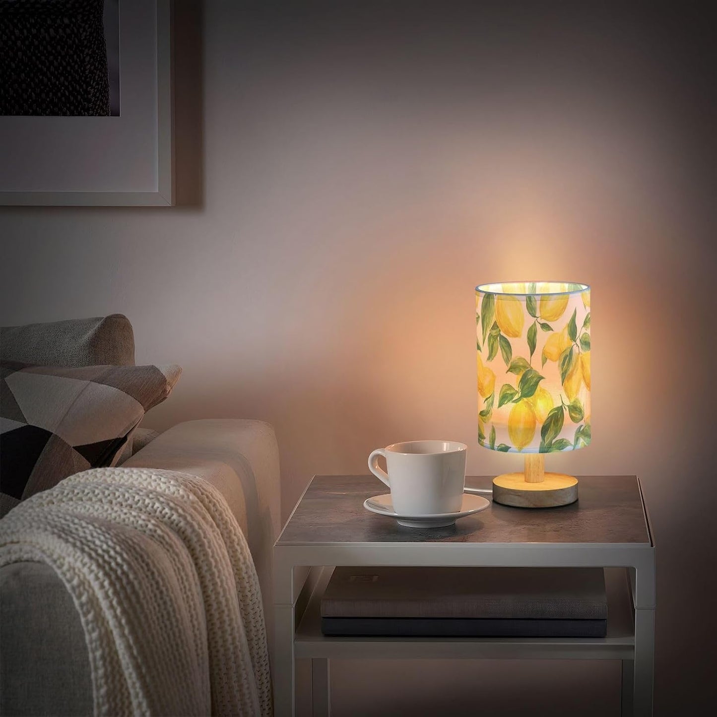 Bright Yellow Lemons Bedside Table Lamp for Bedroom Farmhouse Nightstand Desk Lamp for Living Room Dorm Office Study