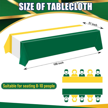 3 Pcs Back to School Disposable Tablecloths 51" x 108" Rectangle Plastic Table Covers Table Runner for Birthday Wedding Baby Shower Party Decorations Supplies (Yellow,White,Green)