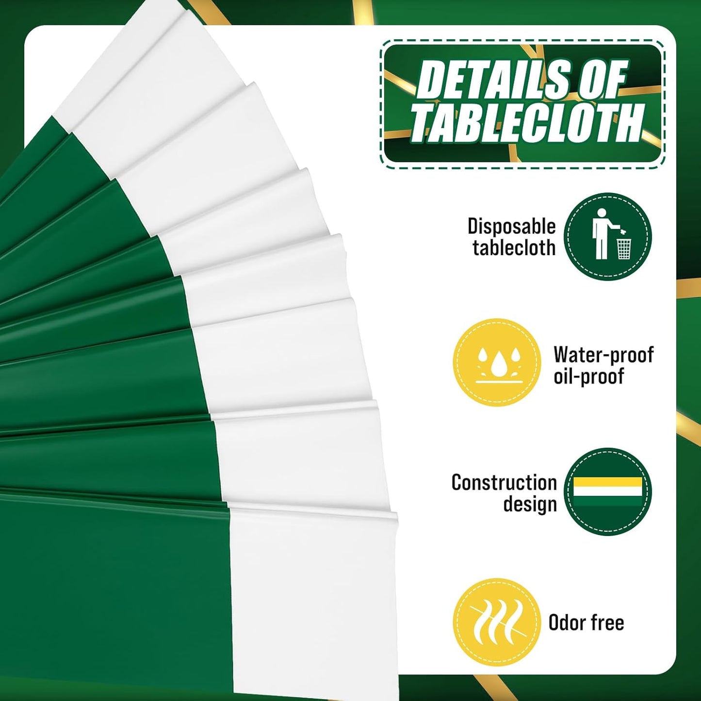 3 Pcs Back to School Disposable Tablecloths 51" x 108" Rectangle Plastic Table Covers Table Runner for Birthday Wedding Baby Shower Party Decorations Supplies (Yellow,White,Green)