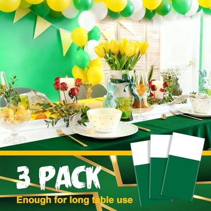 3 Pcs Back to School Disposable Tablecloths 51" x 108" Rectangle Plastic Table Covers Table Runner for Birthday Wedding Baby Shower Party Decorations Supplies (Yellow,White,Green)