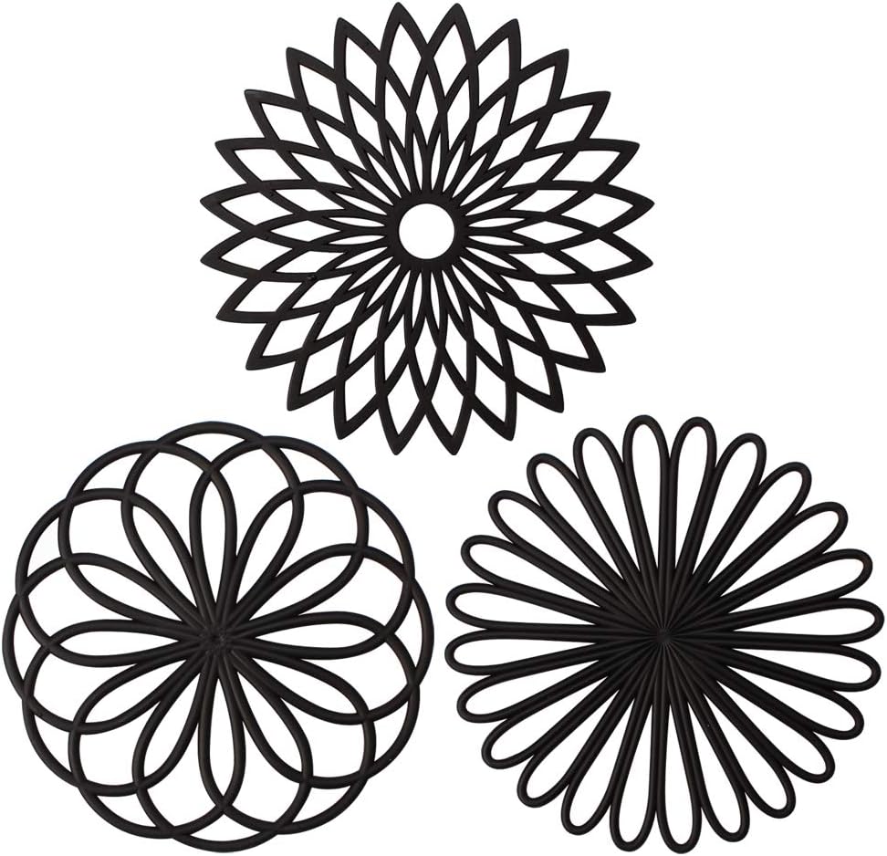 Silicone Trivet Mat - Kitchen Hot Pads for Pots & Dish - Insulated Teapot Trivet - Flexible, Durable, Non-Slip Large Coasters 3 Set Yellow
