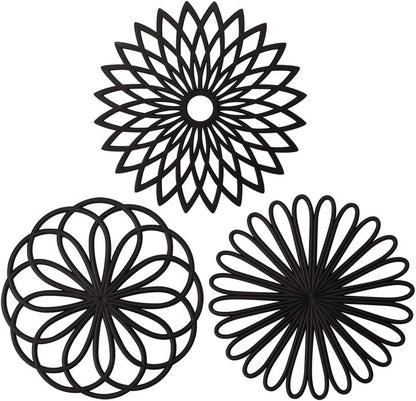 Silicone Trivet Mat - Kitchen Hot Pads for Pots & Dish - Insulated Teapot Trivet - Flexible, Durable, Non-Slip Large Coasters 3 Set Yellow