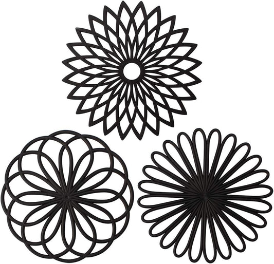 Silicone Trivet Mat - Kitchen Hot Pads for Pots & Dish - Insulated Teapot Trivet - Flexible, Durable, Non-Slip Large Coasters 3 Set Yellow