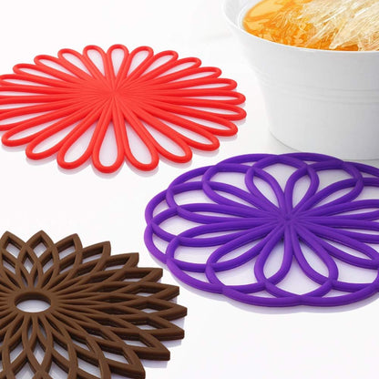 Silicone Trivet Mat - Kitchen Hot Pads for Pots & Dish - Insulated Teapot Trivet - Flexible, Durable, Non-Slip Large Coasters 3 Set Yellow