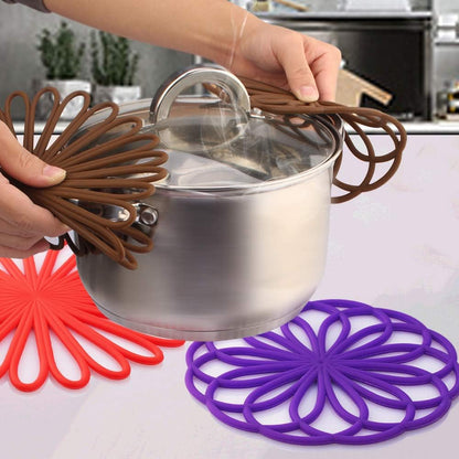 Silicone Trivet Mat - Kitchen Hot Pads for Pots & Dish - Insulated Teapot Trivet - Flexible, Durable, Non-Slip Large Coasters 3 Set Yellow