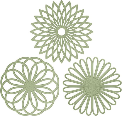 Silicone Trivet Mat - Kitchen Hot Pads for Pots & Dish - Insulated Teapot Trivet - Flexible, Durable, Non-Slip Large Coasters 3 Set Yellow
