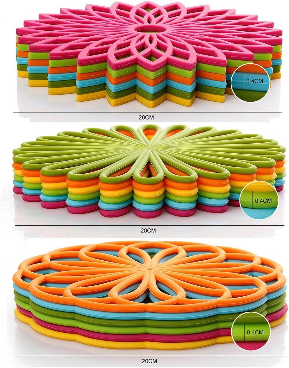 Silicone Trivet Mat - Kitchen Hot Pads for Pots & Dish - Insulated Teapot Trivet - Flexible, Durable, Non-Slip Large Coasters 3 Set Yellow