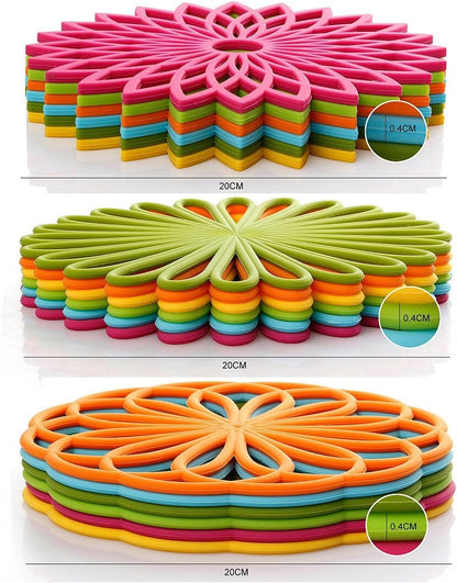 Silicone Trivet Mat - Kitchen Hot Pads for Pots & Dish - Insulated Teapot Trivet - Flexible, Durable, Non-Slip Large Coasters 3 Set Yellow