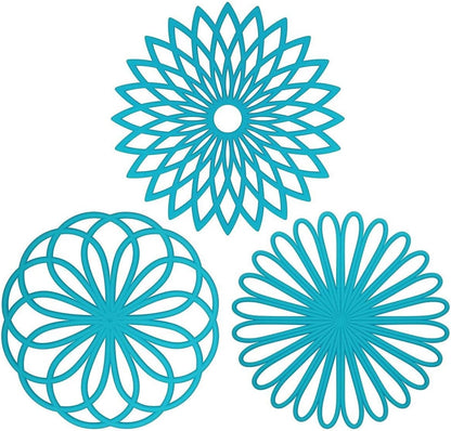 Silicone Trivet Mat - Kitchen Hot Pads for Pots & Dish - Insulated Teapot Trivet - Flexible, Durable, Non-Slip Large Coasters 3 Set Yellow