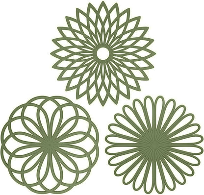 Silicone Trivet Mat - Kitchen Hot Pads for Pots & Dish - Insulated Teapot Trivet - Flexible, Durable, Non-Slip Large Coasters 3 Set Yellow