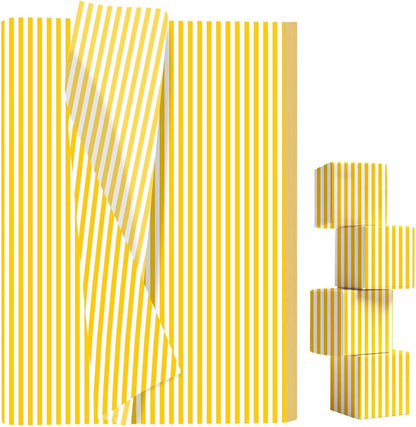 10 Sheets Yellow Striped Tissue Paper 14 x 20 Inches Yellow and White Striped Gift Wrapping Tissue Paper for Gift Bags Wedding Birthday Party Packaging Crafts