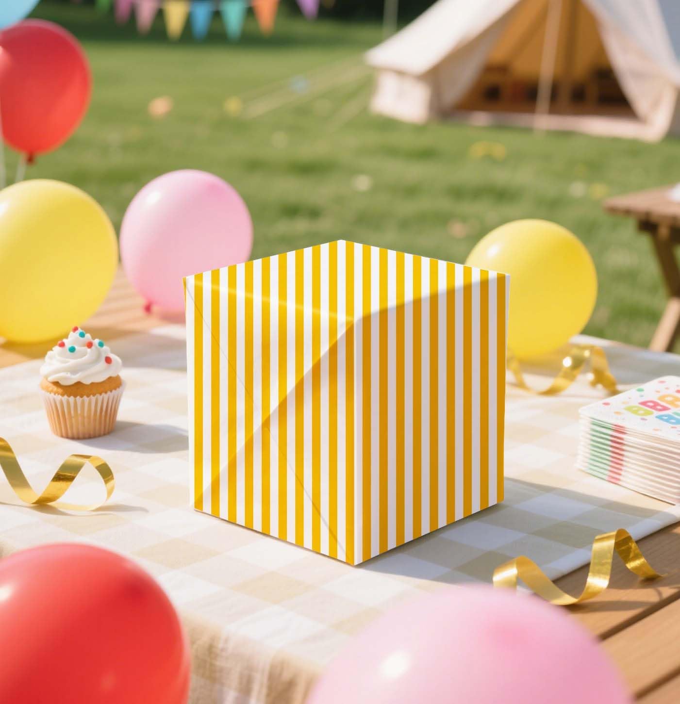 10 Sheets Yellow Striped Tissue Paper 14 x 20 Inches Yellow and White Striped Gift Wrapping Tissue Paper for Gift Bags Wedding Birthday Party Packaging Crafts