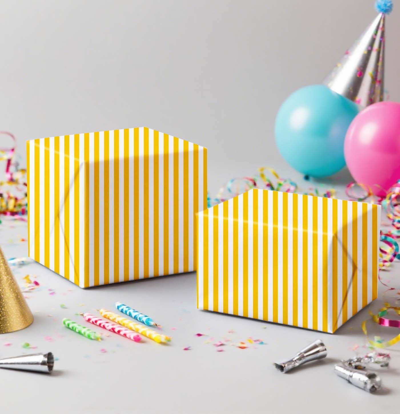 10 Sheets Yellow Striped Tissue Paper 14 x 20 Inches Yellow and White Striped Gift Wrapping Tissue Paper for Gift Bags Wedding Birthday Party Packaging Crafts
