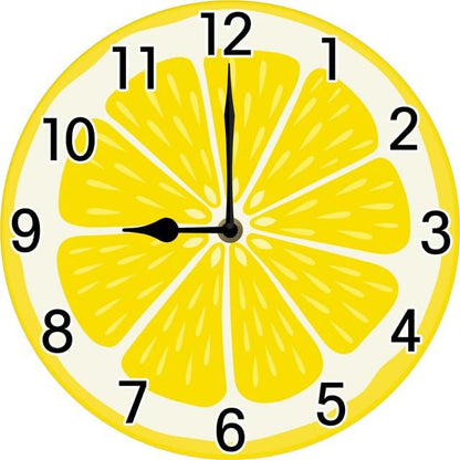 Lemon Wall Clock for Kitchen Yellow Clocks Lemon Kitchen Decor Silent Non Ticking Round Wall Clock Battery Operated Silent Clocks Movement 10 Inches Non Ticking Room Decor