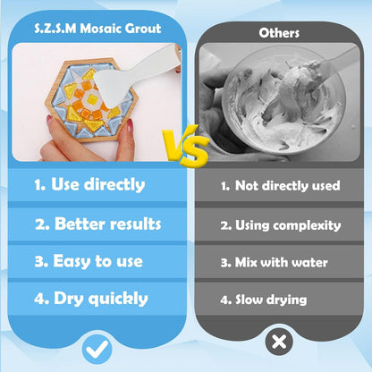 Mosaic Crystal Grout for DIY Tiles & Crafts – Pre-Mixed Grout for Glass & Crystal Tiles, No Water Needed, Fast-Drying, Non-Toxic, Perfect for Handmade Coasters & Decorative Projects (Yellow, 5oz)