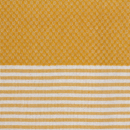 Boho Striped Turkish Hand Towels Set of 2 | 100% Cotton, 16 x 40 Inches | Decorative Bathroom Hair Face Gym Yoga Dishcloth Tea Kitchen Light Weight Quick Dry Farmhouse Towel (Mustard)