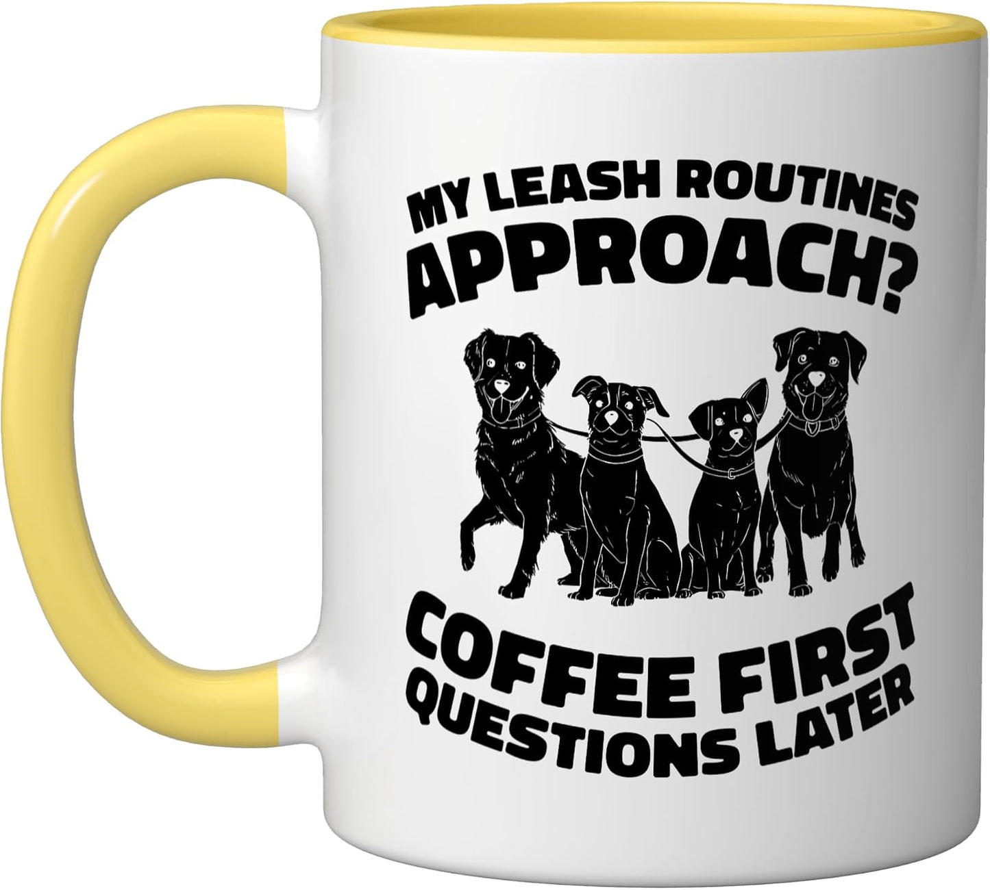 Walking Exercise - Pet Care Dog Walker Ceramic Mug, Yellow/White