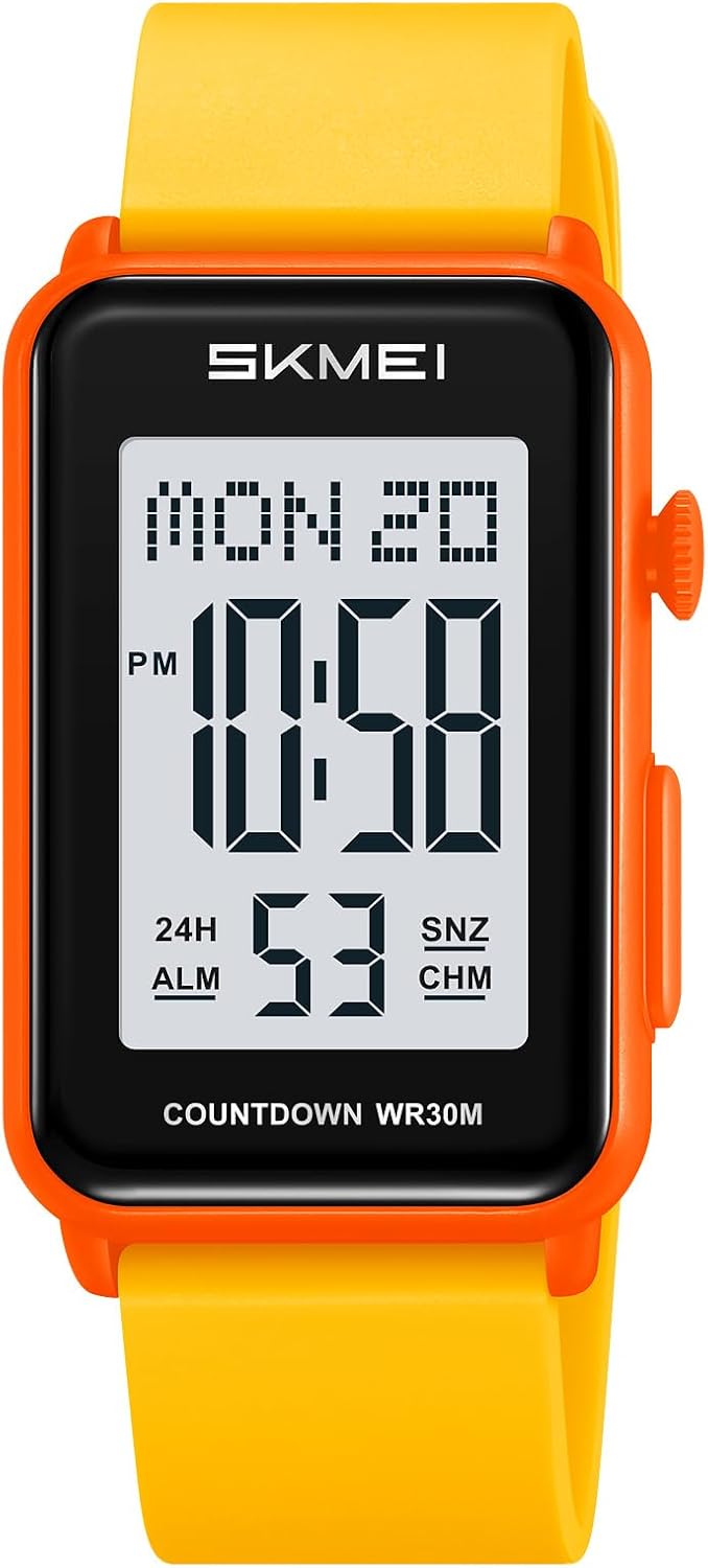 Gosasa Fashion Women’s Men's Digital Big Numbers LED Watches | Unisex Sport Casual Wrist Watch,Rectangular Face, Waterproof ,Silicone Strap,EL Backlight