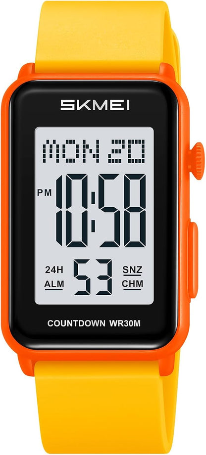 Gosasa Fashion Women’s Men's Digital Big Numbers LED Watches | Unisex Sport Casual Wrist Watch,Rectangular Face, Waterproof ,Silicone Strap,EL Backlight