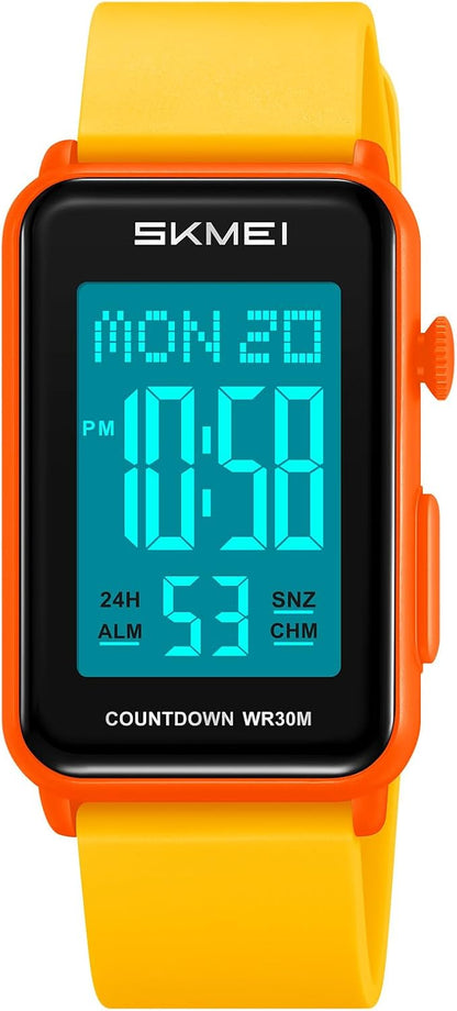 Gosasa Fashion Women’s Men's Digital Big Numbers LED Watches | Unisex Sport Casual Wrist Watch,Rectangular Face, Waterproof ,Silicone Strap,EL Backlight