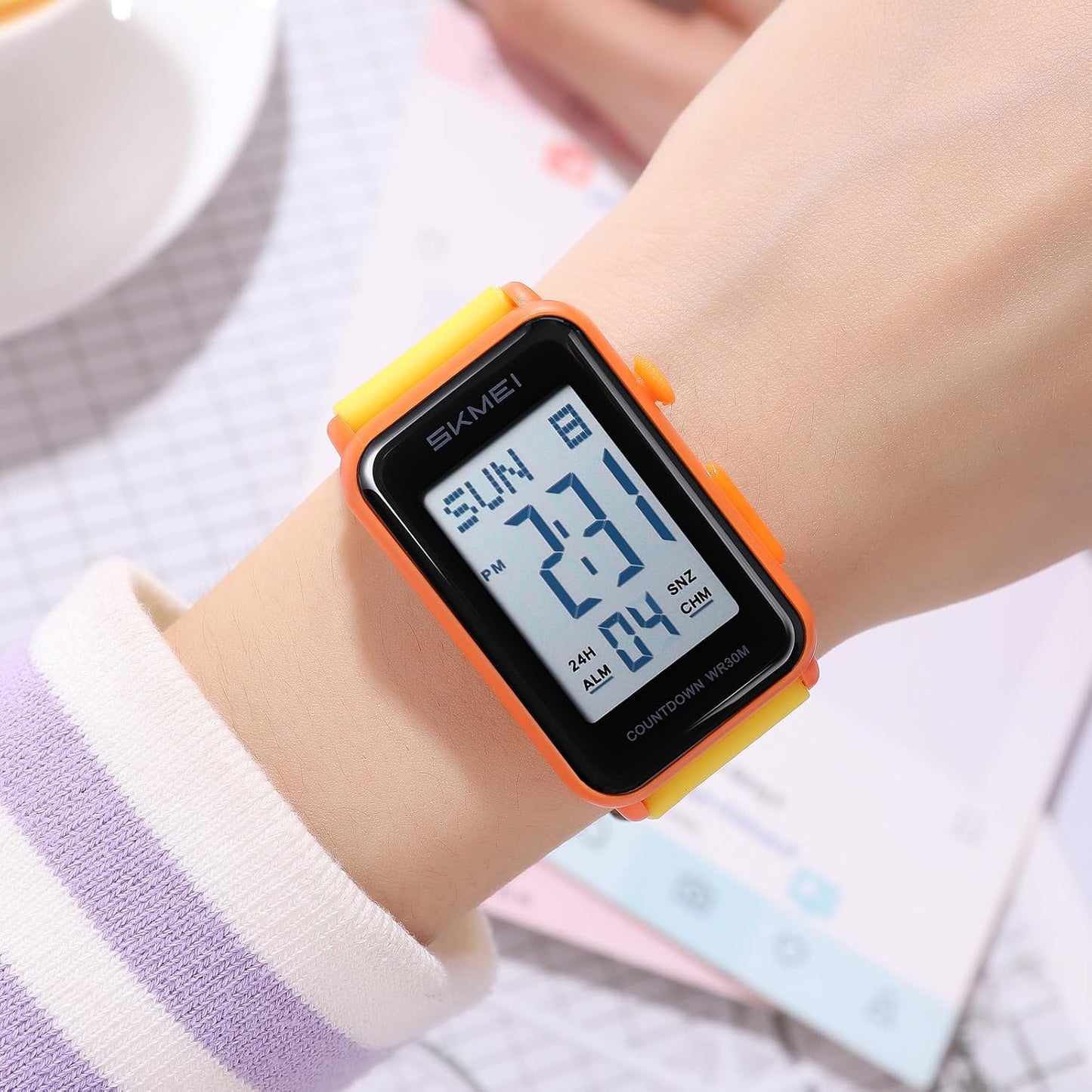 Gosasa Fashion Women’s Men's Digital Big Numbers LED Watches | Unisex Sport Casual Wrist Watch,Rectangular Face, Waterproof ,Silicone Strap,EL Backlight