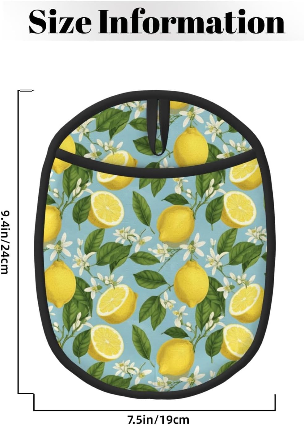 Lemon Silicone Pot Holders Set of 2, Heat Resistant up to 500°F, Non-Slip Kitchen Hot Pads with Pocket and Soft Quilted Cotton Lining for Baking, Cooking and Hot Pots