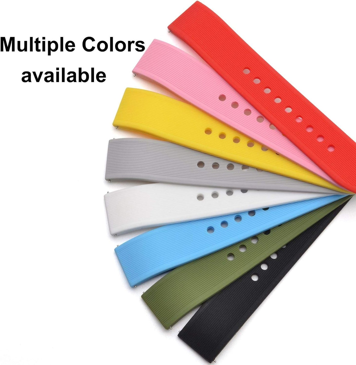 Sport Silicone Watch Band 18mm 20mm 22mm 24mm, Quick Release Rubber Replacement Band for Men Women Bracelet